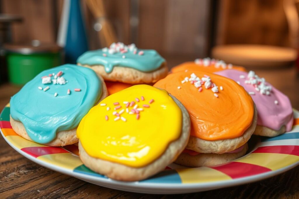 Soft, chewy frosted sugar cookies